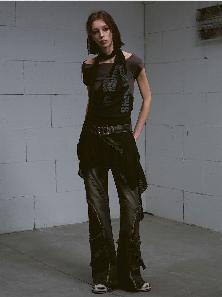 Hanging Neck Scarf Overlay Dress - view 8
