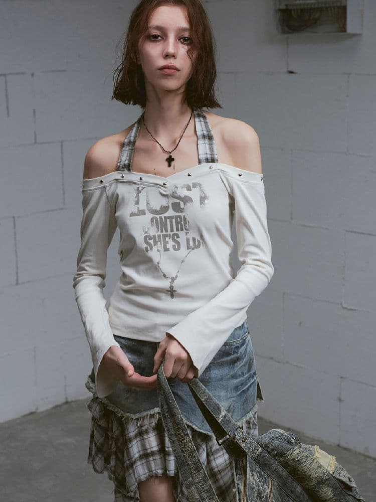 Hanging Neck Long Sleeve Tops - view 2