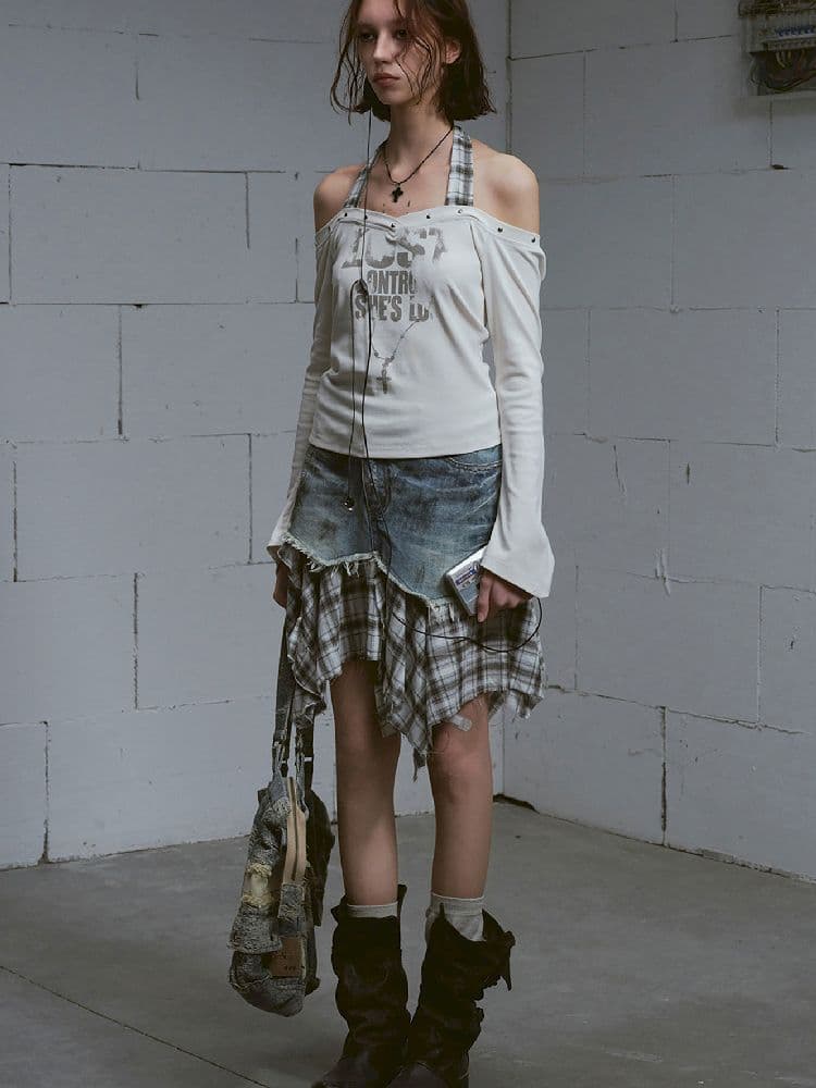 Hanging Neck Long Sleeve Tops - view 7