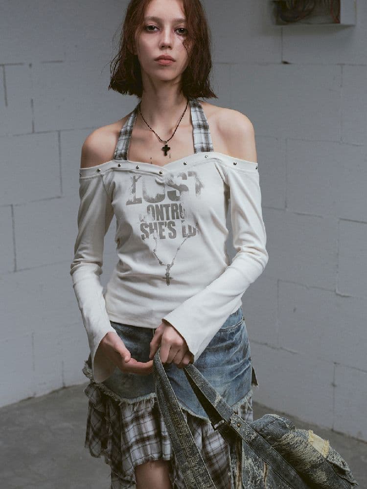 Hanging Neck Long Sleeve Tops - view 8