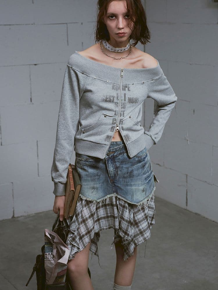 Irregular Denim Half-body Skirt - view 2