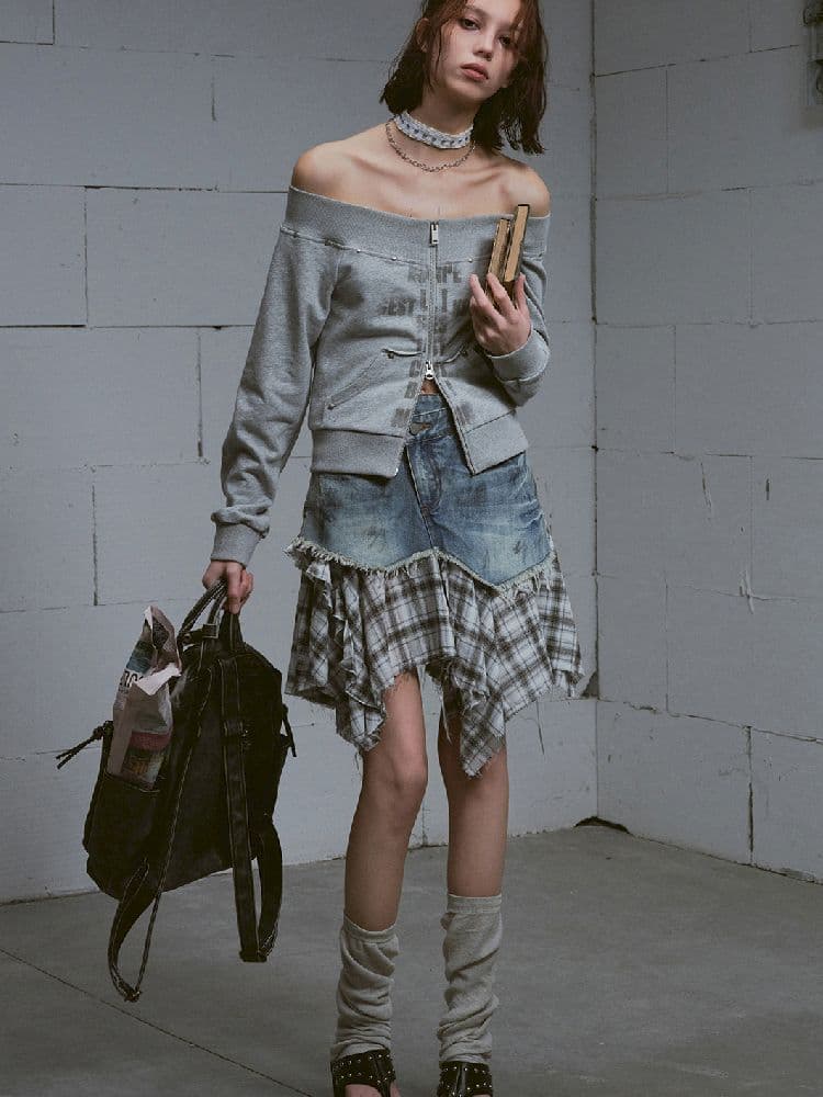 Irregular Denim Half-body Skirt - view 3