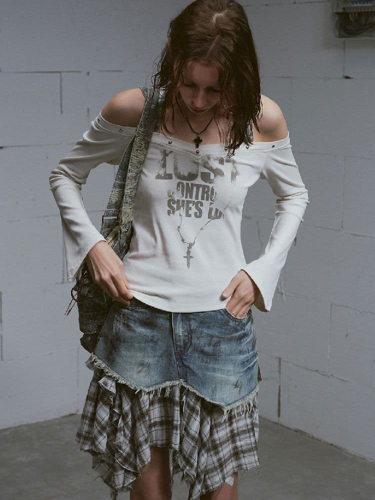 Irregular Denim Half-body Skirt - view 4