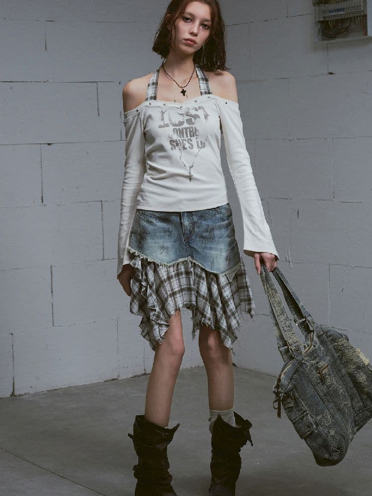 Irregular Denim Half-body Skirt - view 5