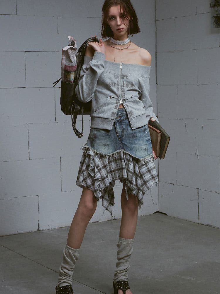 Irregular Denim Half-body Skirt - view 6