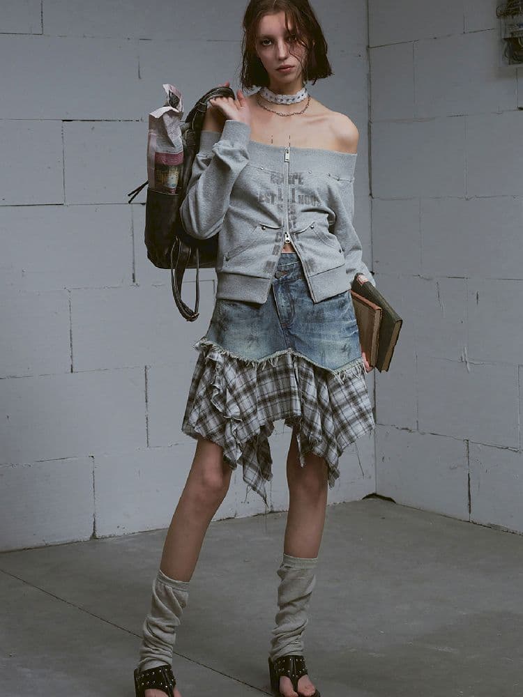 Irregular Denim Half-body Skirt - view 7