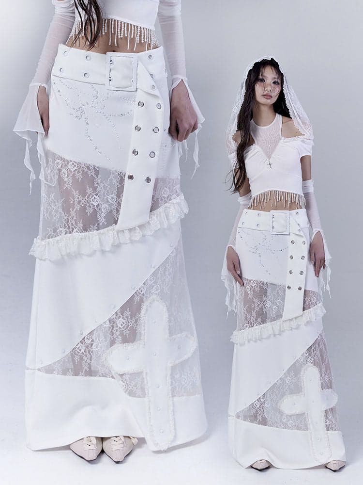 Low waist thin straight long skirt - view 1
