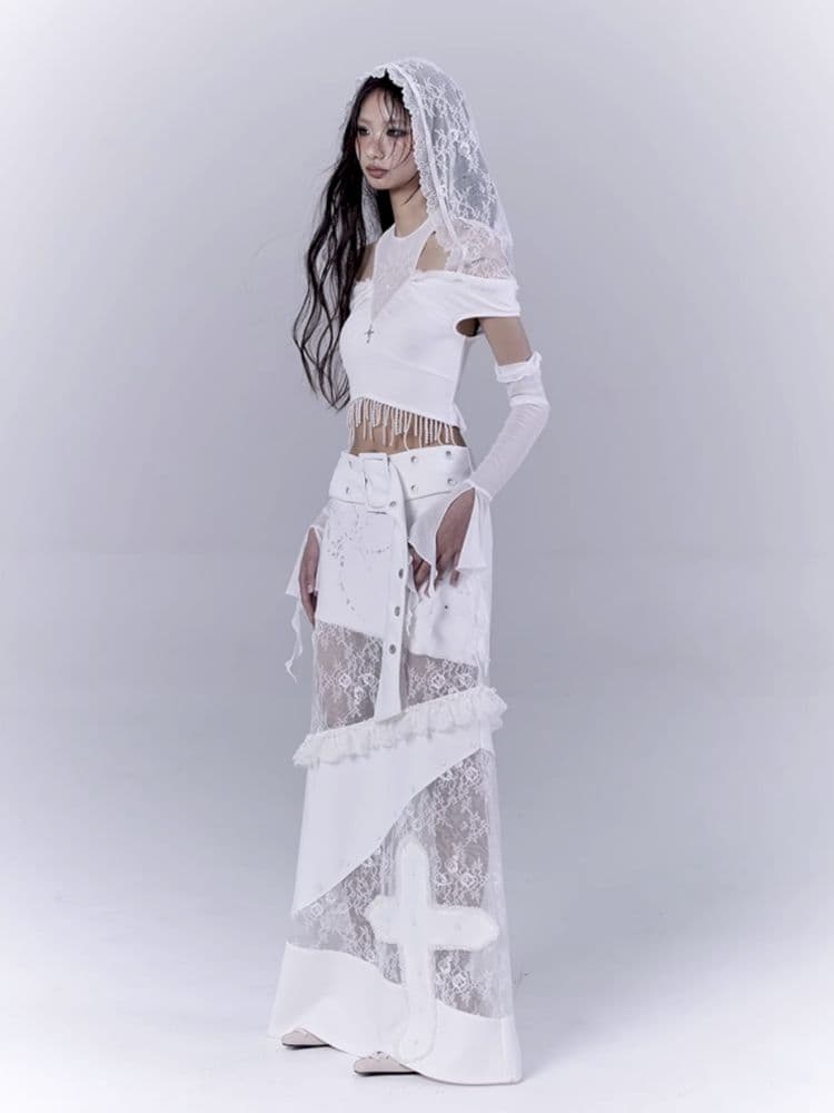 Low waist thin straight long skirt - view 6