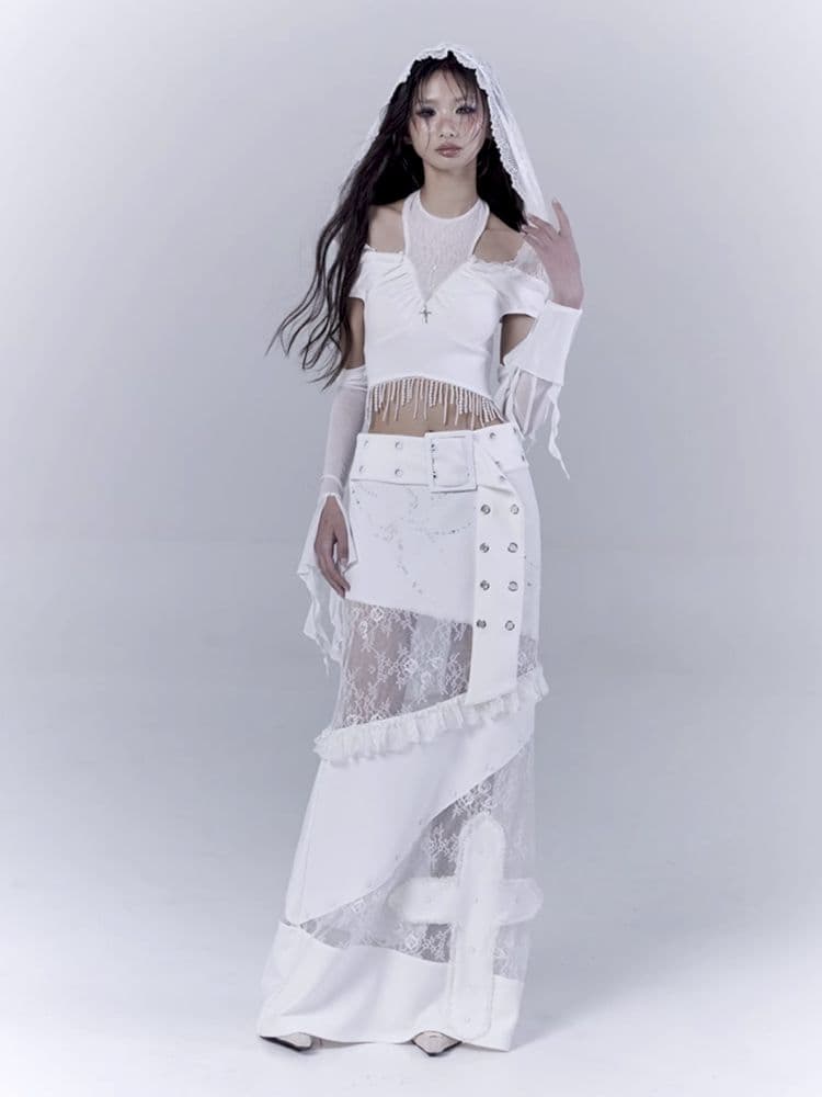 Low waist thin straight long skirt - view 8