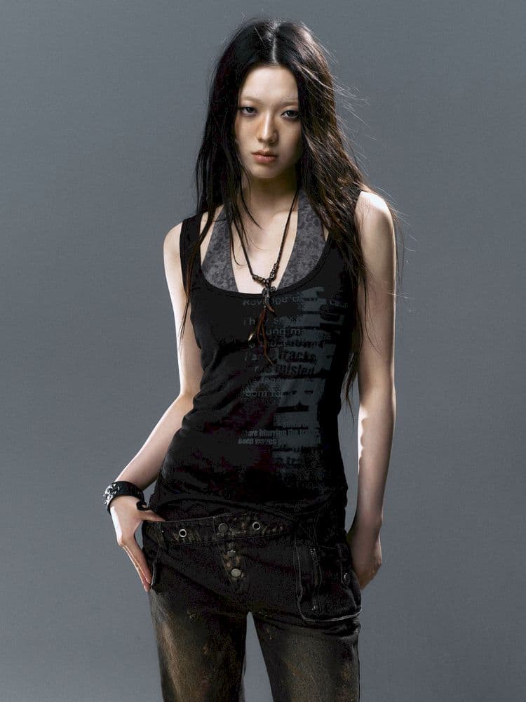 Overlay neck camisole undershirt - view 1