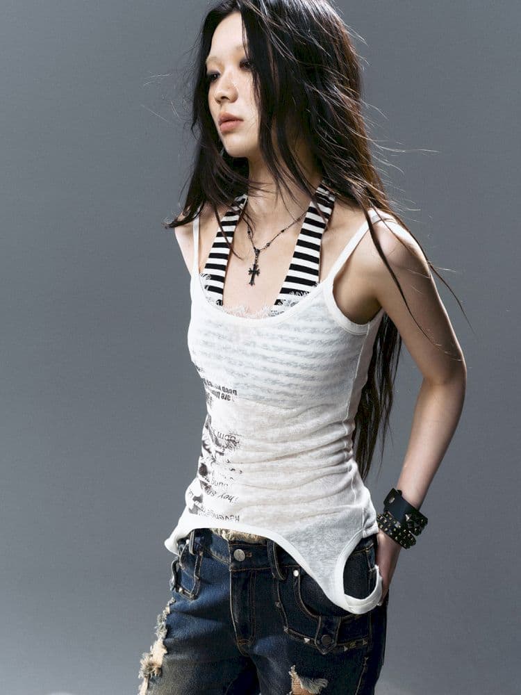 Overlay neck camisole undershirt - view 4