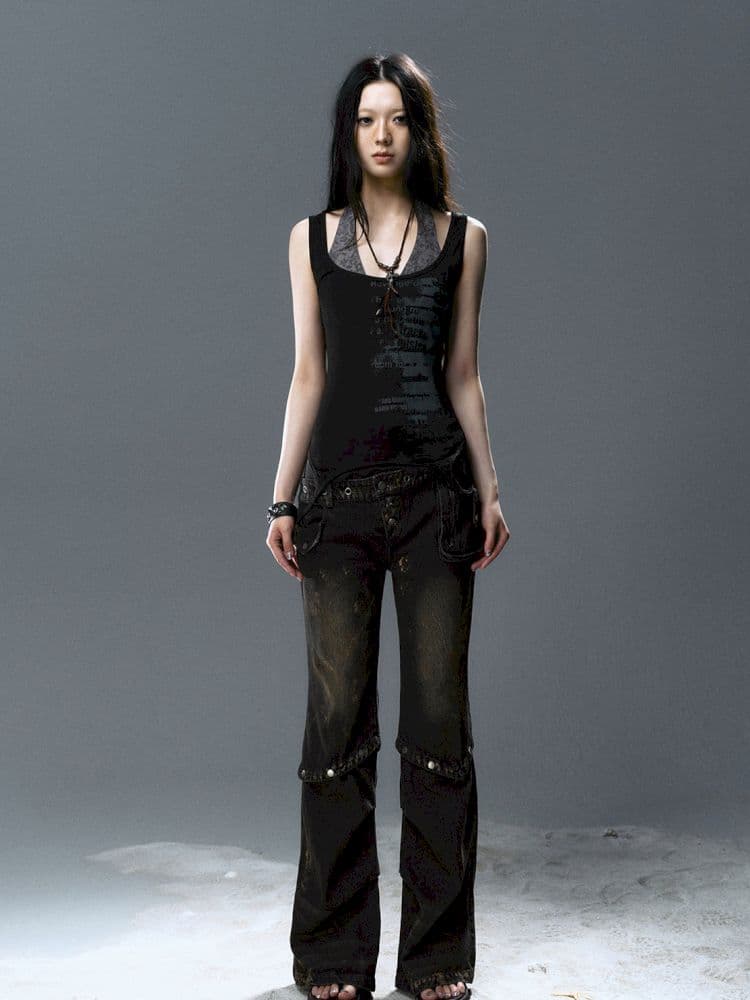 Overlay neck camisole undershirt - view 6