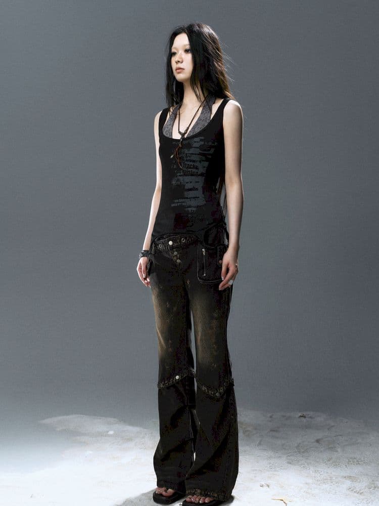 Overlay neck camisole undershirt - view 7