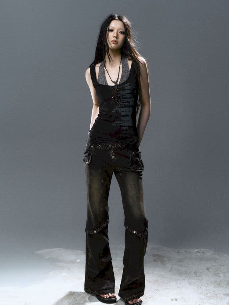 Overlay neck camisole undershirt - view 8