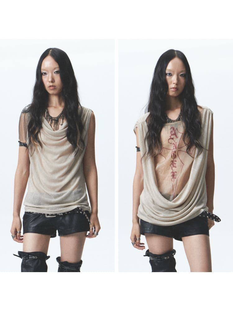 Loose-fitting, reversible printed vest - view 3