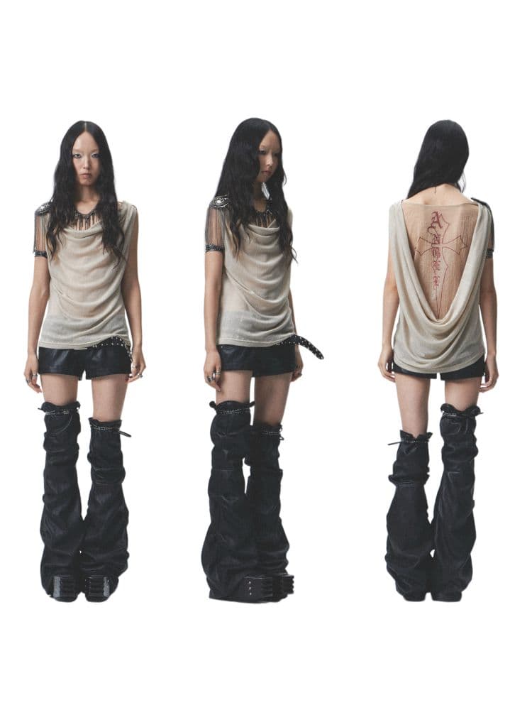 Loose-fitting, reversible printed vest - view 5