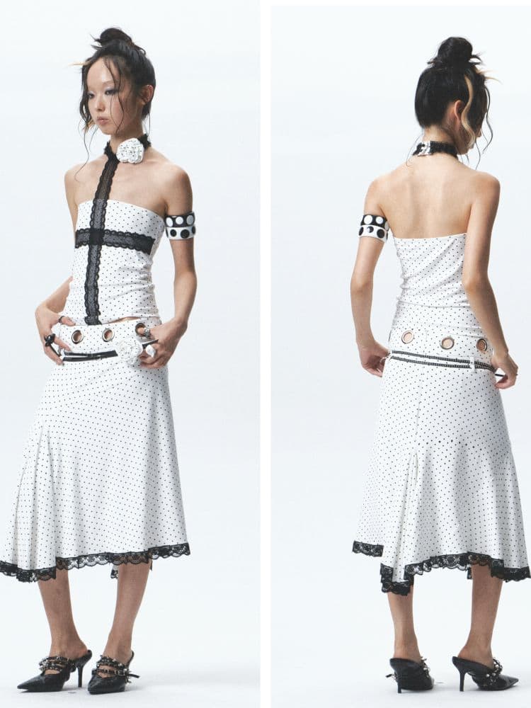Strapless halter neck tank top and skirt - view 4