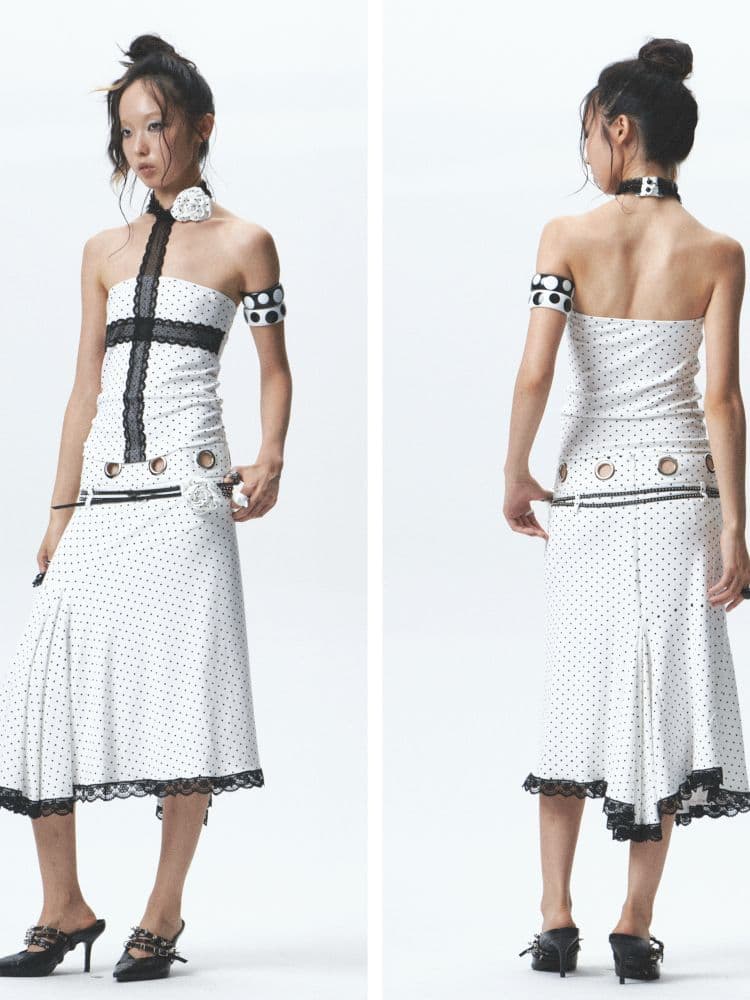 Strapless halter neck tank top and skirt - view 5