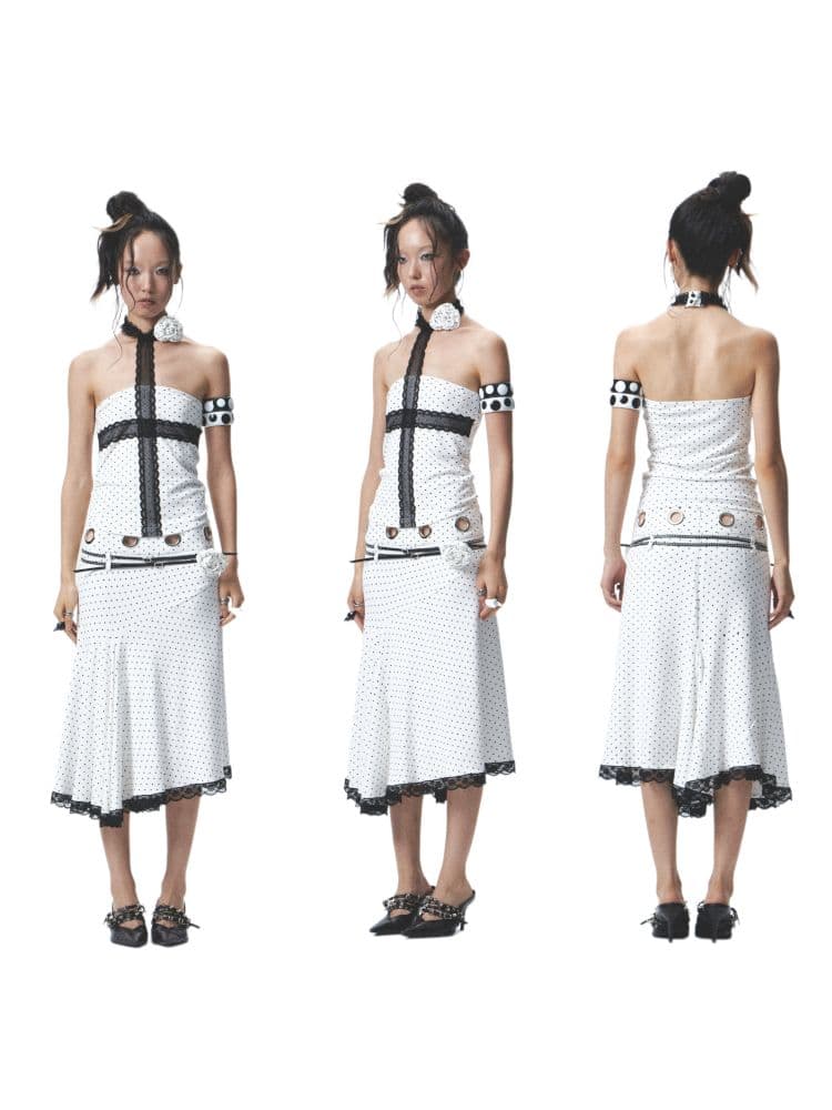 Strapless halter neck tank top and skirt - view 7