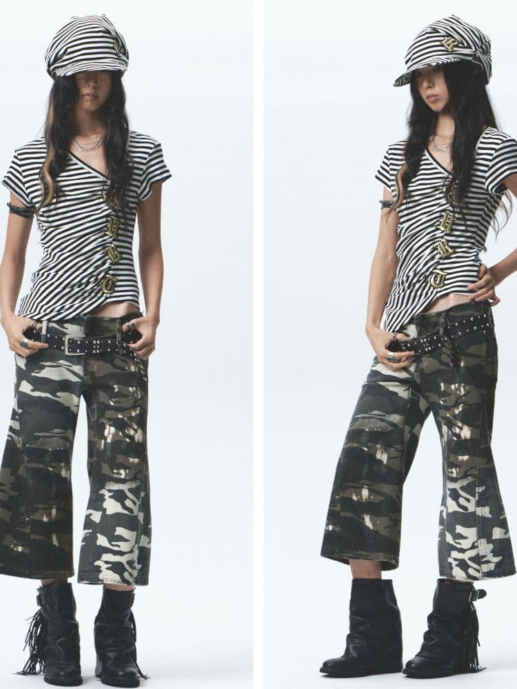 Asymmetric embroidered short-sleeved T-shirt - view 4