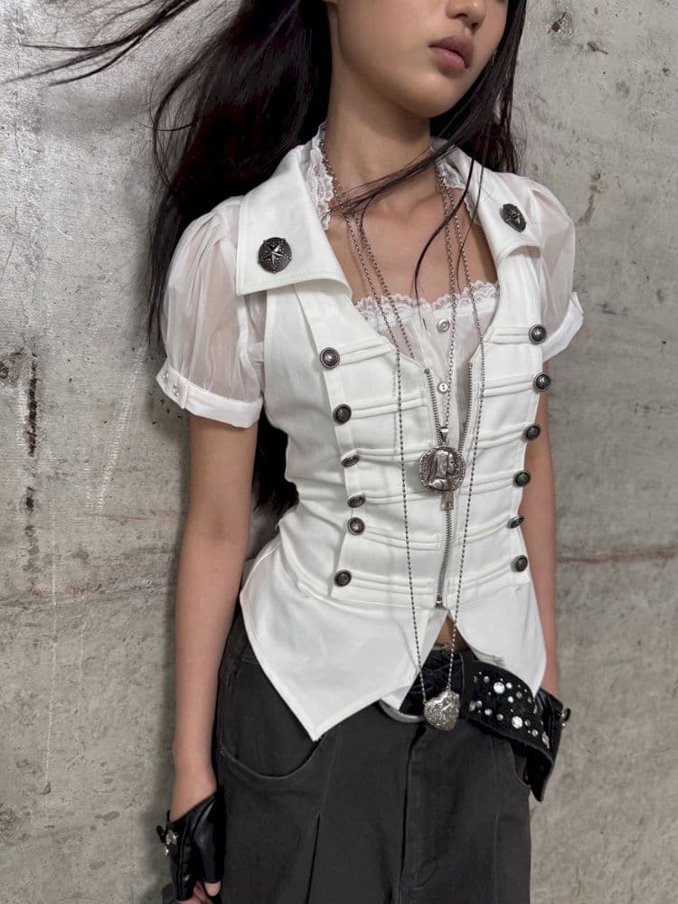 Slim-fit Waist-cinching Zipper Lapel Vest - view 2