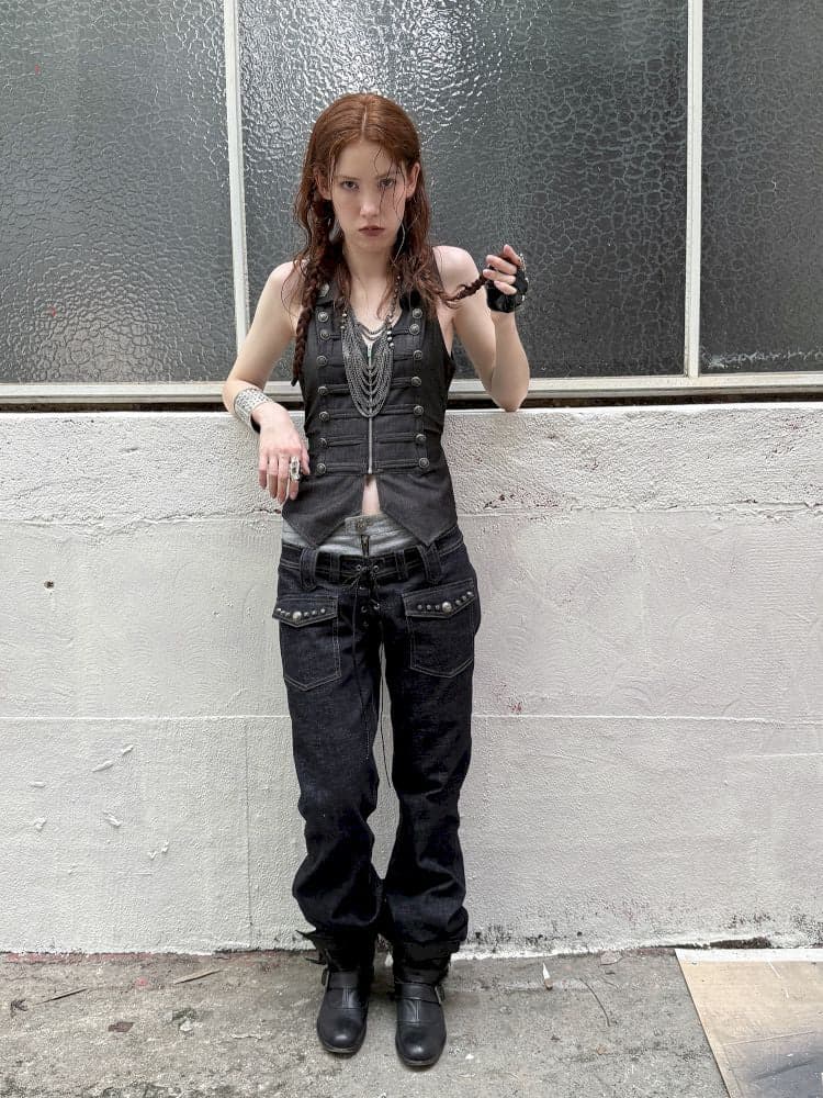 Slim-fit Waist-cinching Zipper Lapel Vest - view 4