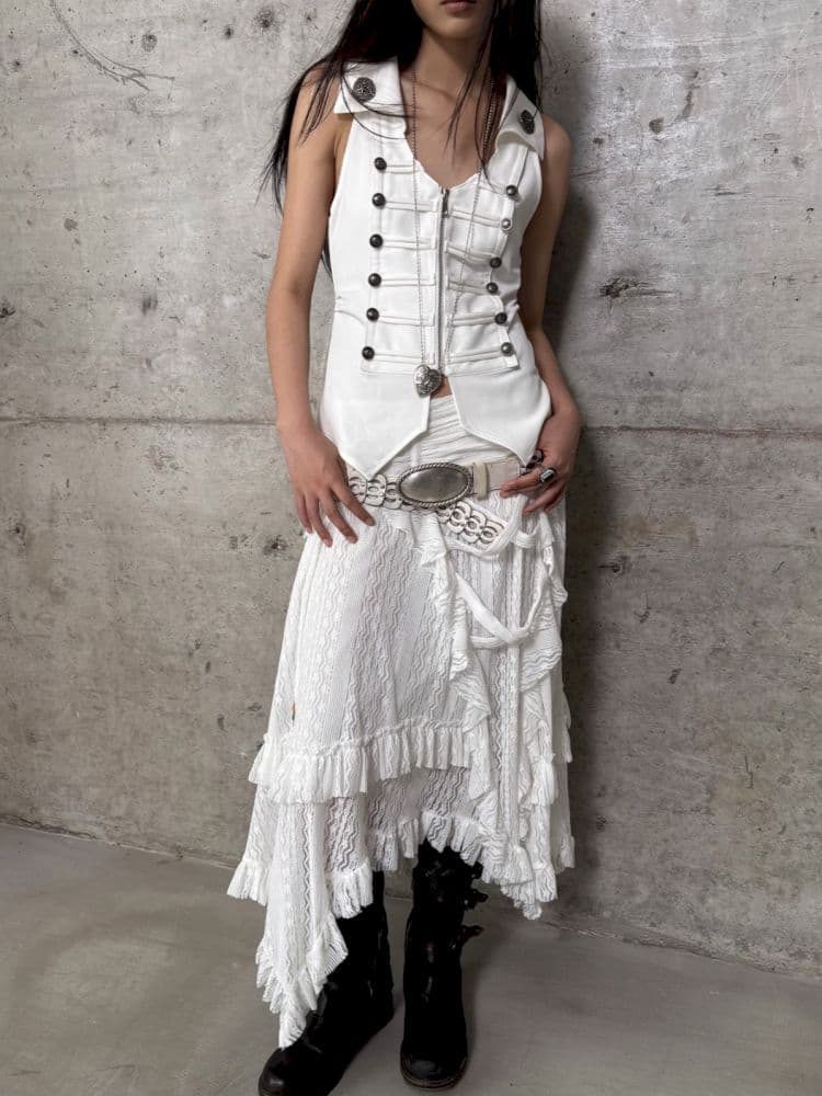 Slim-fit Waist-cinching Zipper Lapel Vest - view 6