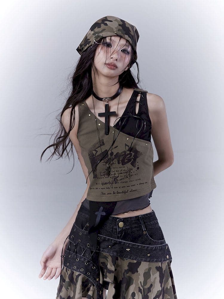Wasteland slimming printed vest top - view 1
