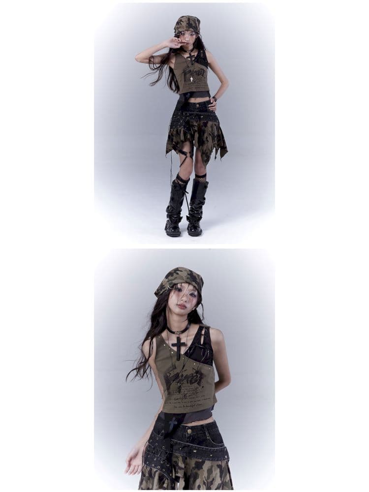 Wasteland slimming printed vest top - view 7