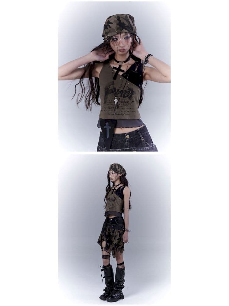 Wasteland slimming printed vest top - view 8