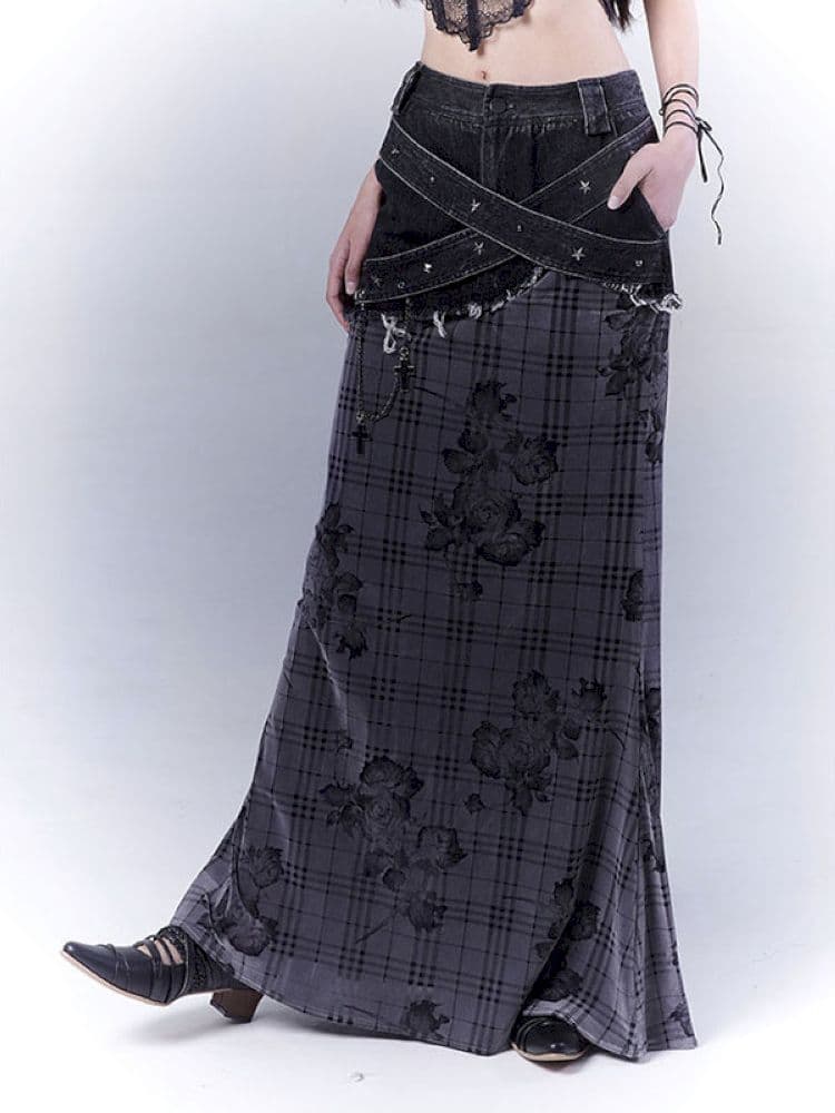 Denim patchwork versatile skirt - view 1