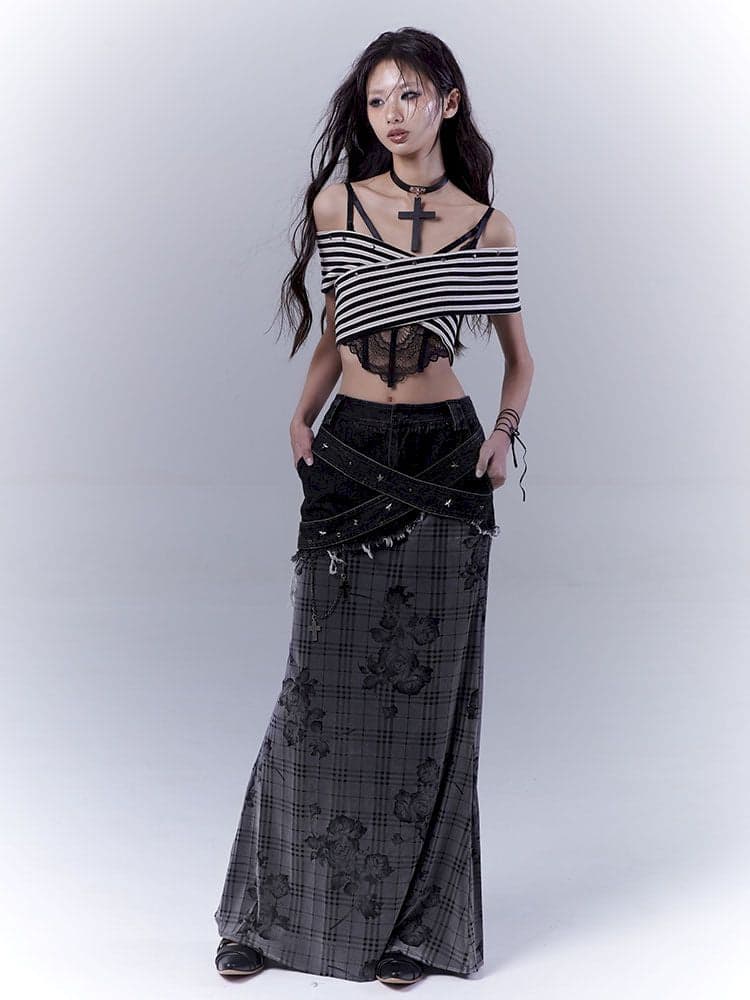 Denim patchwork versatile skirt - view 2