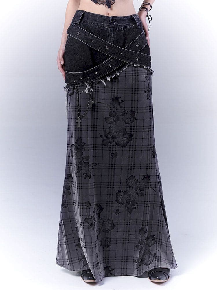 Denim patchwork versatile skirt - view 4