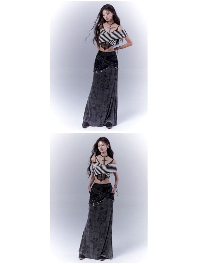 Denim patchwork versatile skirt - view 5