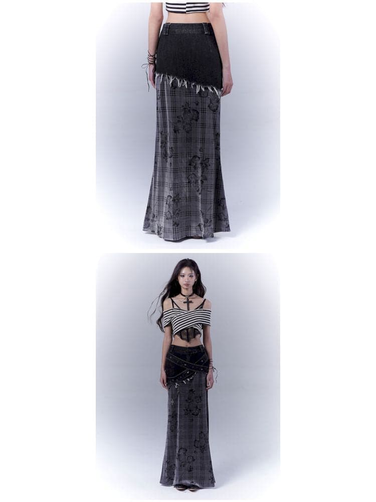 Denim patchwork versatile skirt - view 7