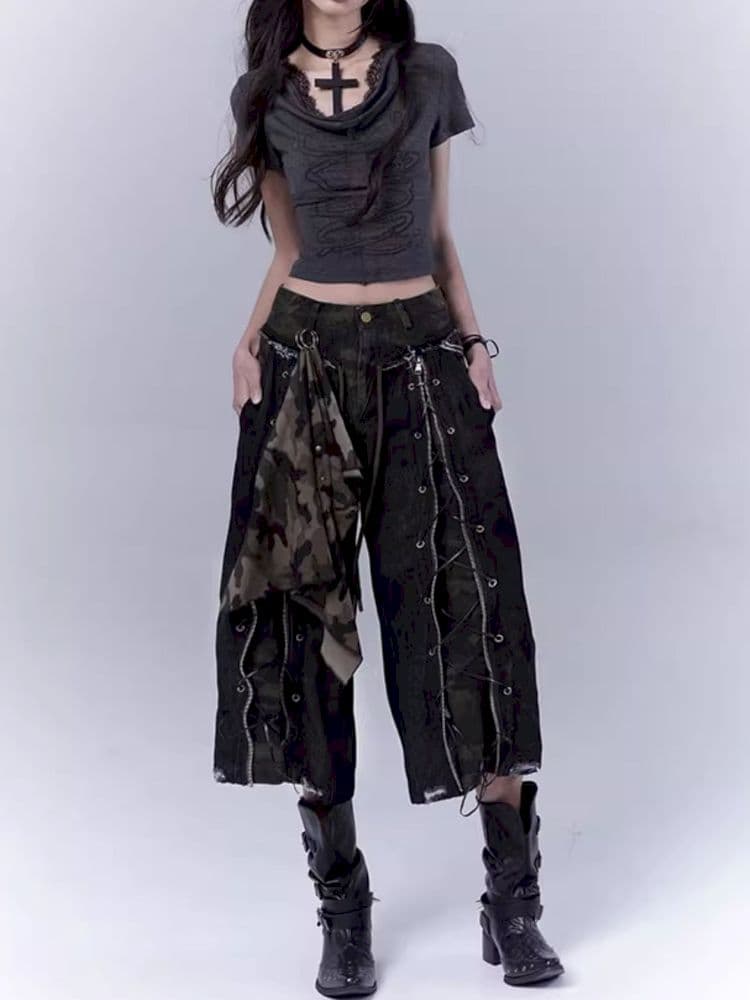 Openwork cross print lace T-shirt - view 4