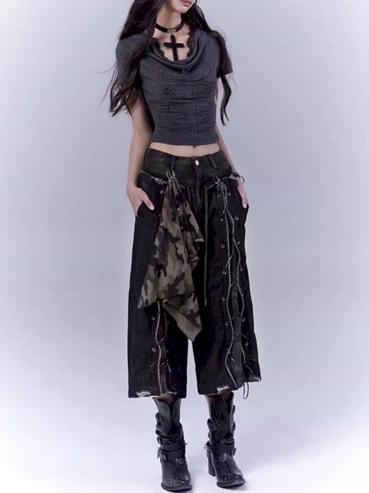 Openwork cross print lace T-shirt - view 6