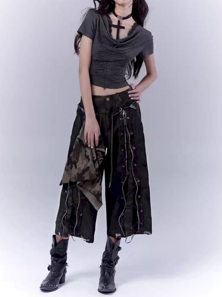 Openwork cross print lace T-shirt - view 7