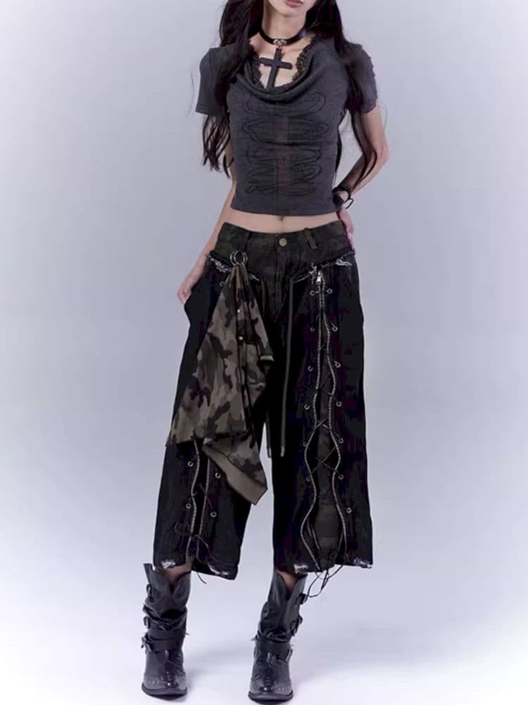 Openwork cross print lace T-shirt - view 8