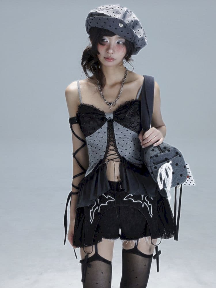 Slim denim shorts Yaya embroidery - view 2