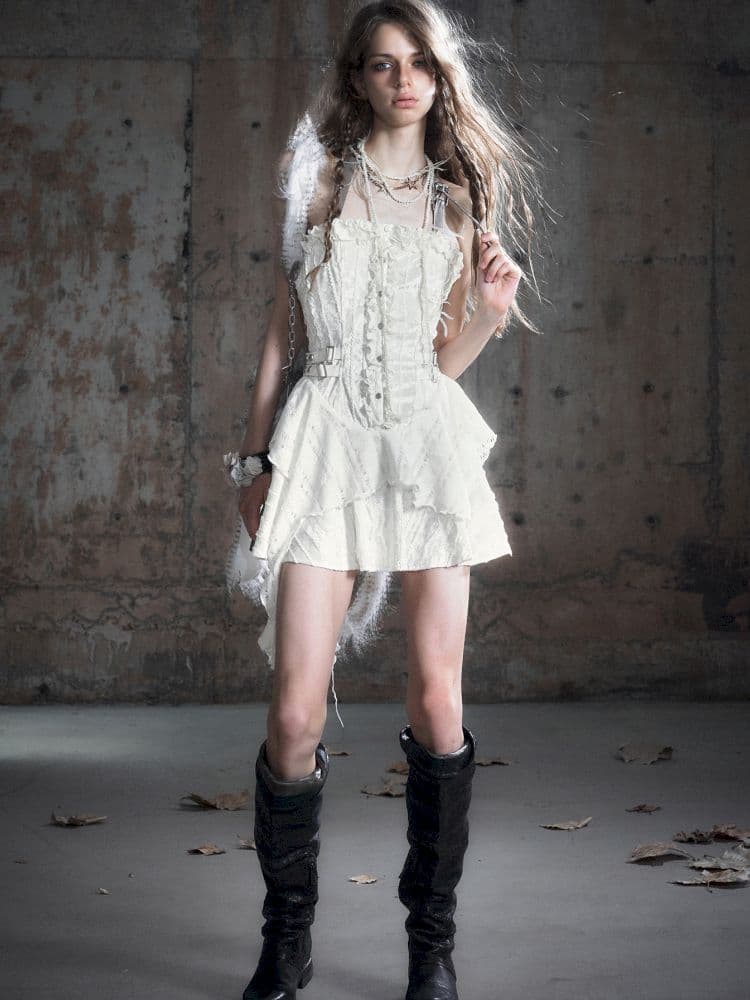 Patchwork Lattice Waisted Dress - view 4
