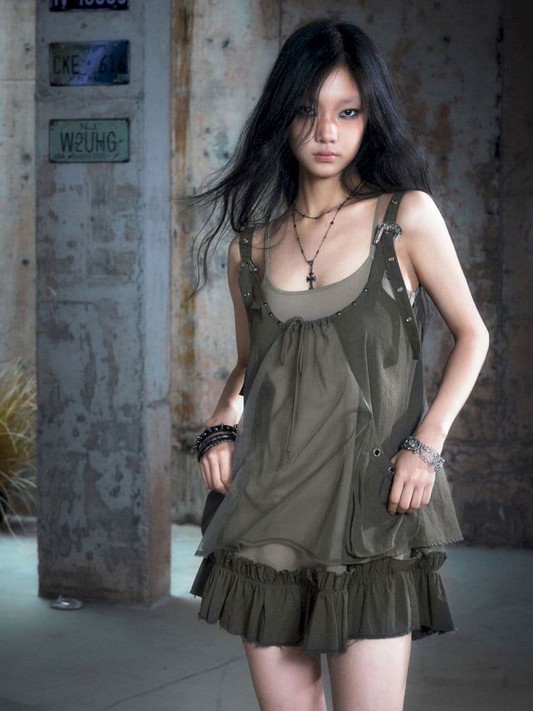 Real two pieces mesh splicing halter dress - view 8