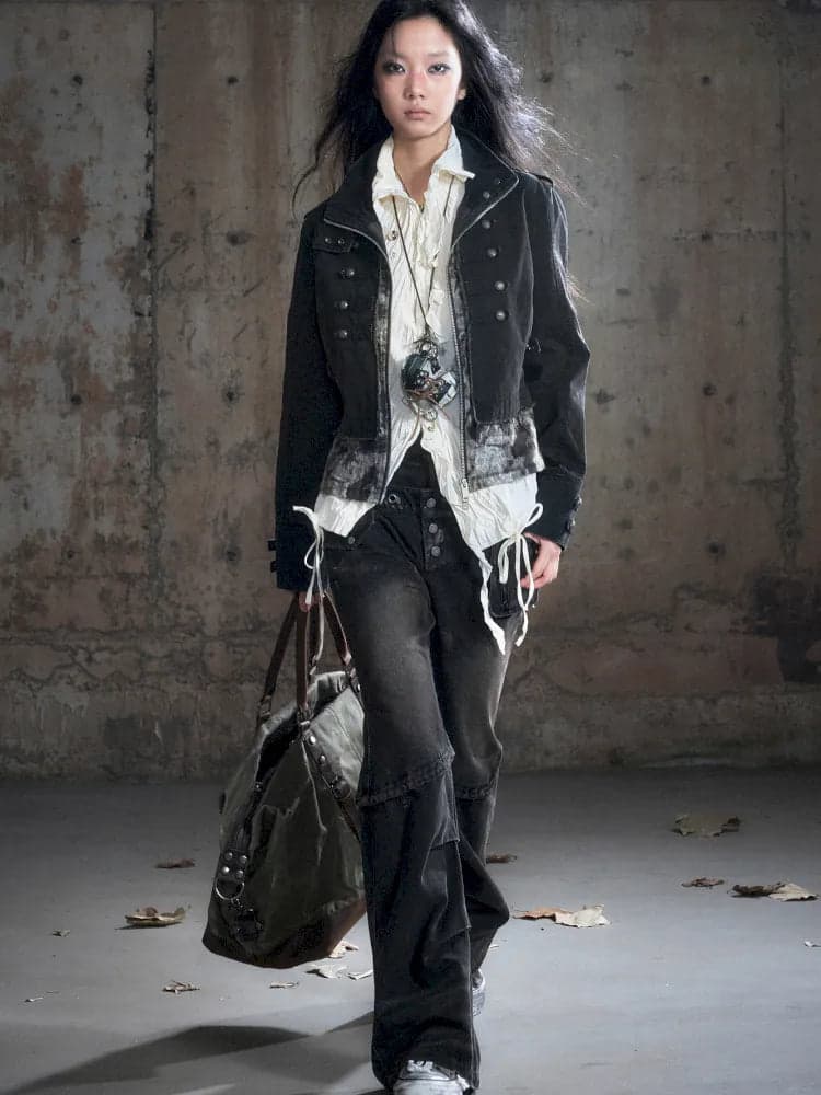 Patchwork Distressed Low-Rise Jeans - view 5