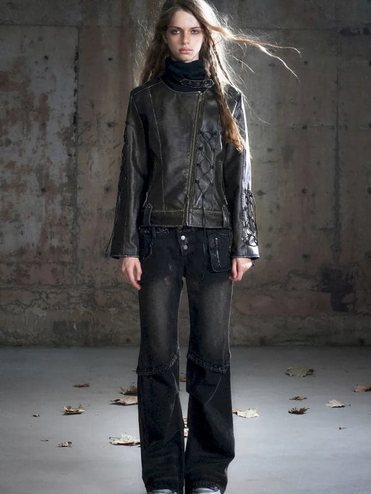 Patchwork Distressed Low-Rise Jeans - view 6