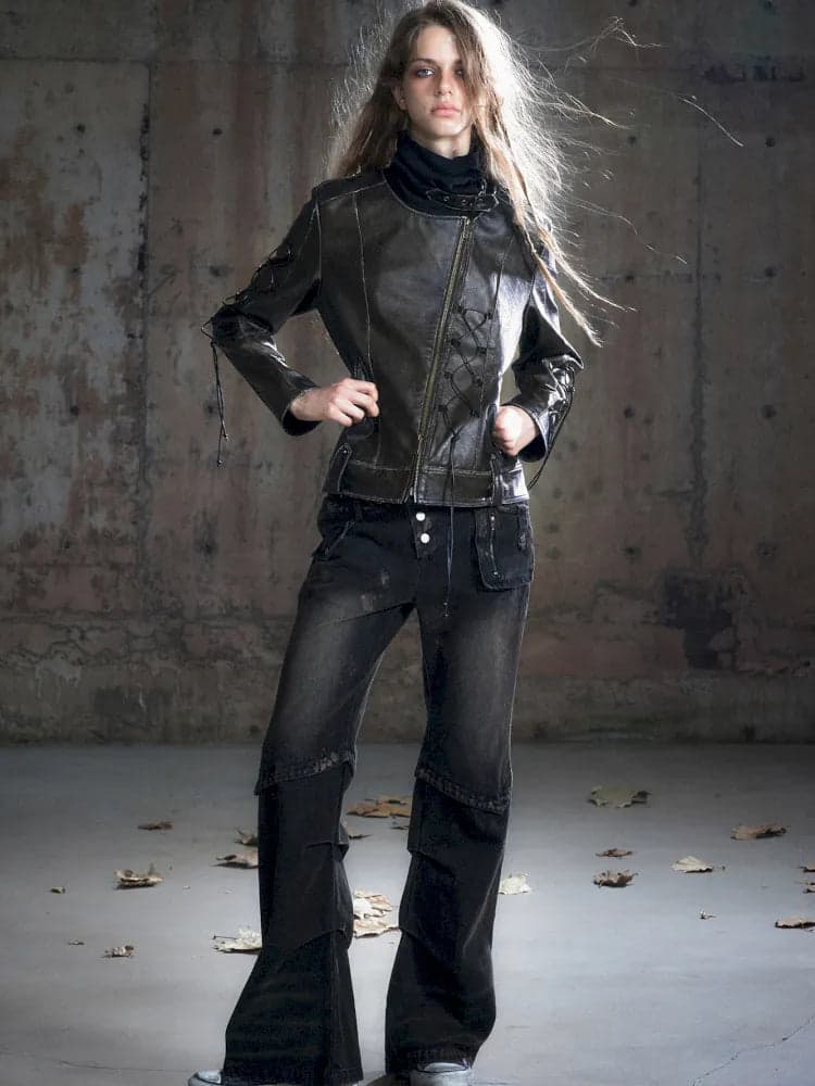 Patchwork Distressed Low-Rise Jeans - view 7