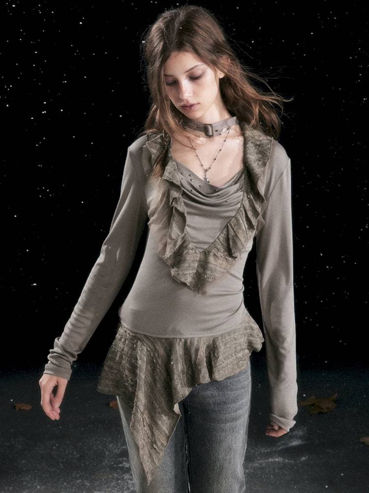 Ruffled Collar Tencel Blouse - view 2