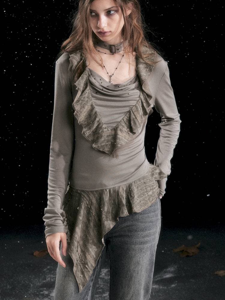 Ruffled Collar Tencel Blouse - view 6