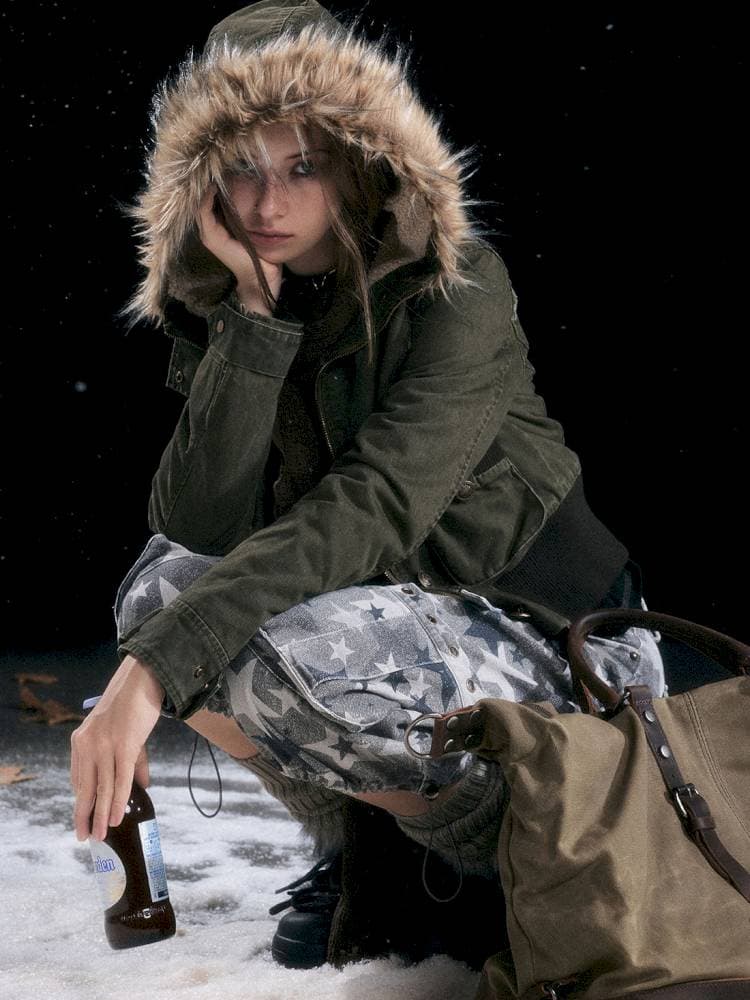Hooded Short Cotton Jacket - view 2