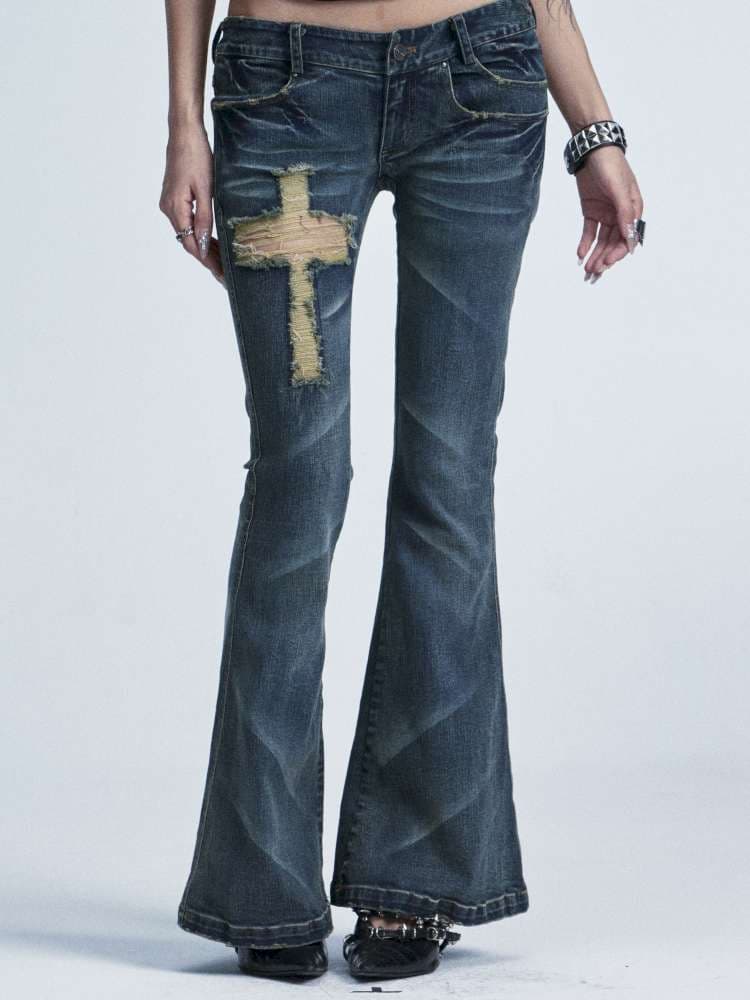 Slim Wash Distressed Bell Bottom - view 2