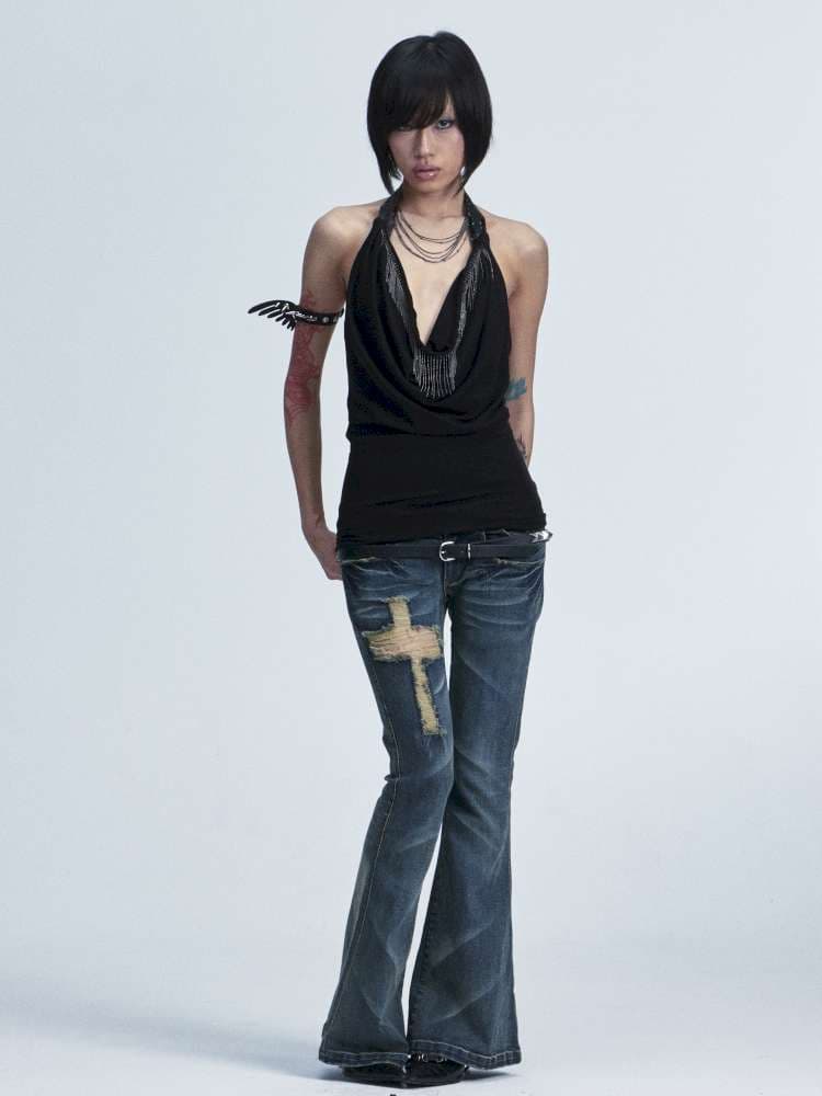 Slim Wash Distressed Bell Bottom - view 5